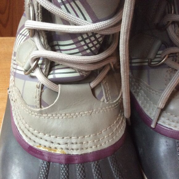 Sorel Gray & Purple Plaid Waterproof 1964 Pac Winter Boots with Liners Size 11 - Picture 6 of 9
